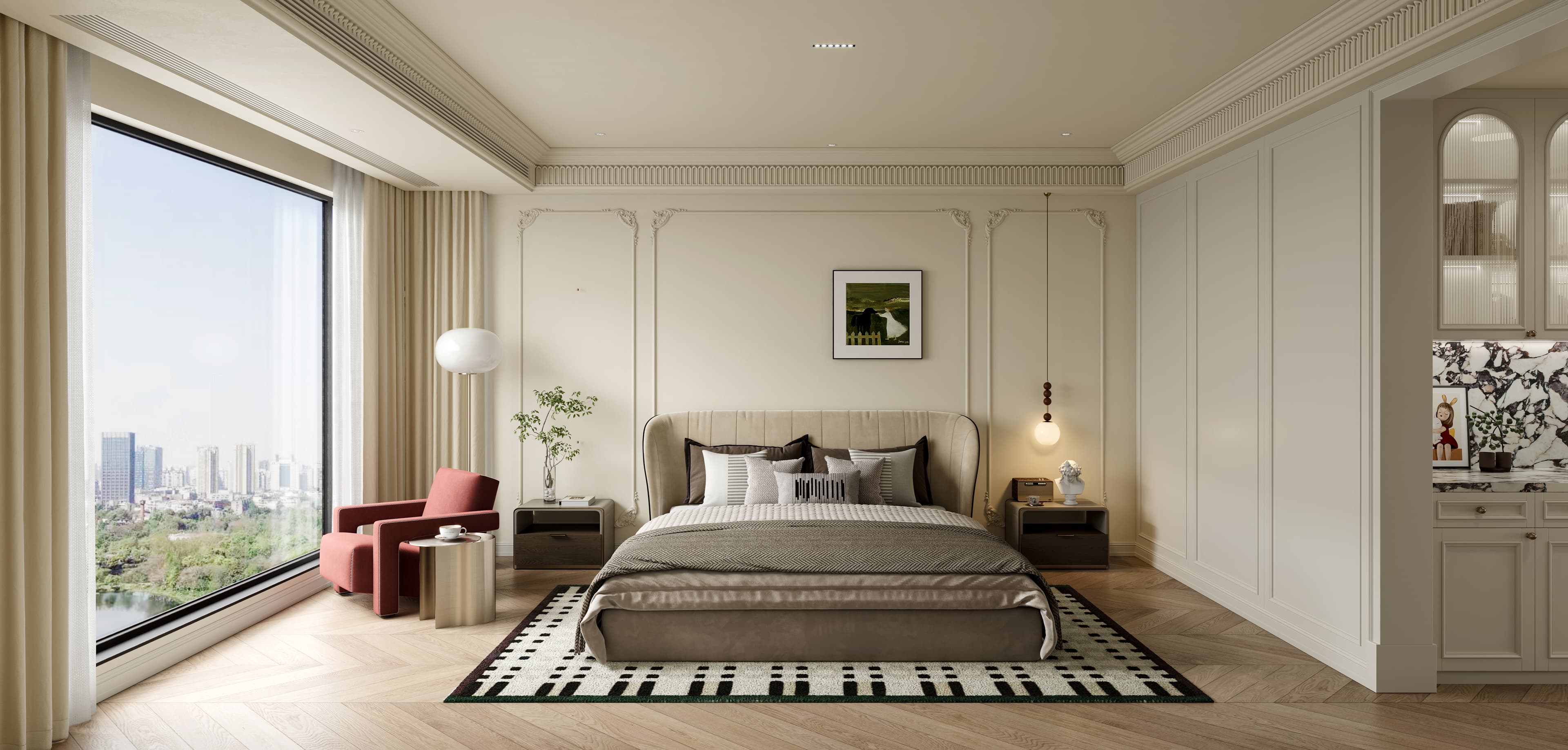Bedroom with city view