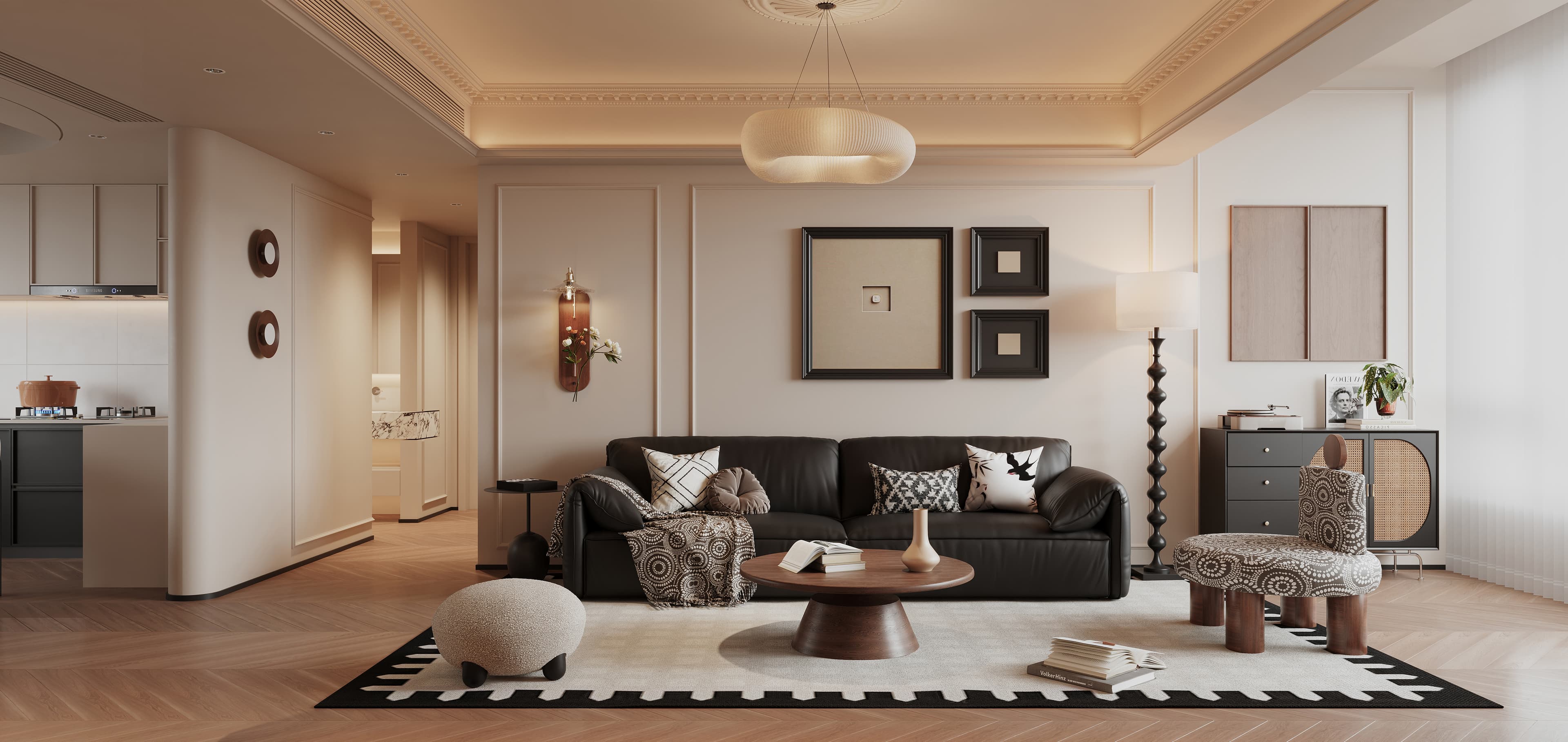 Leather sofa living room