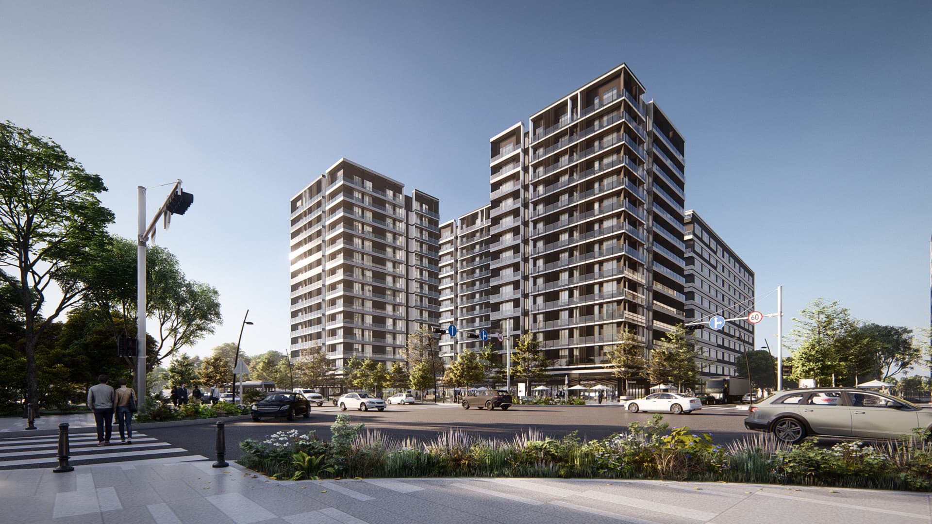 Modern apartment buildings