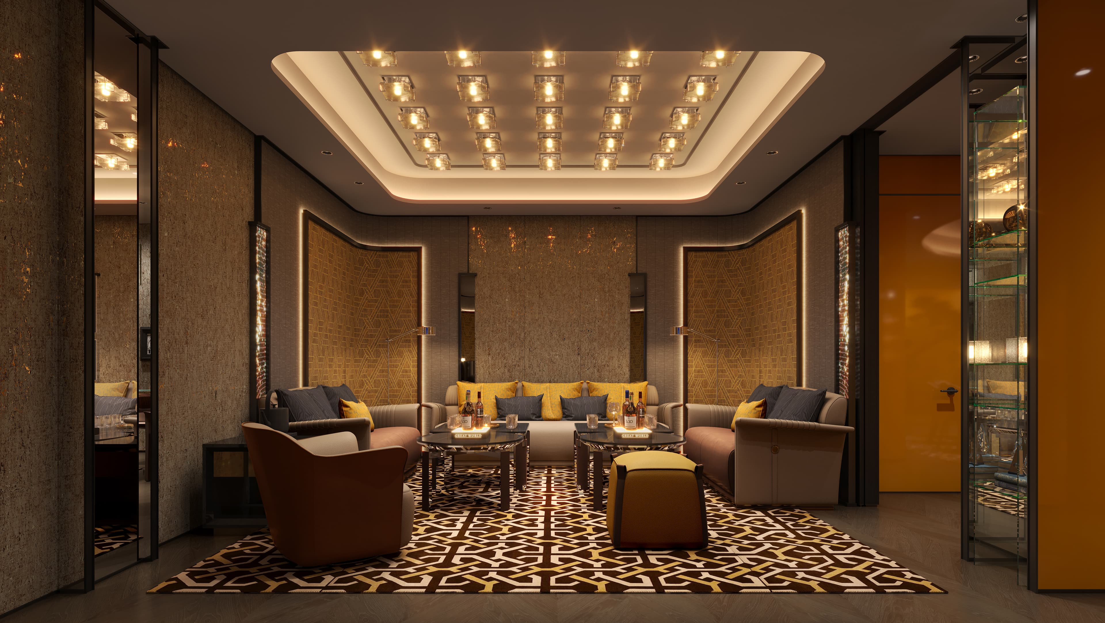 Warm luxury lounge